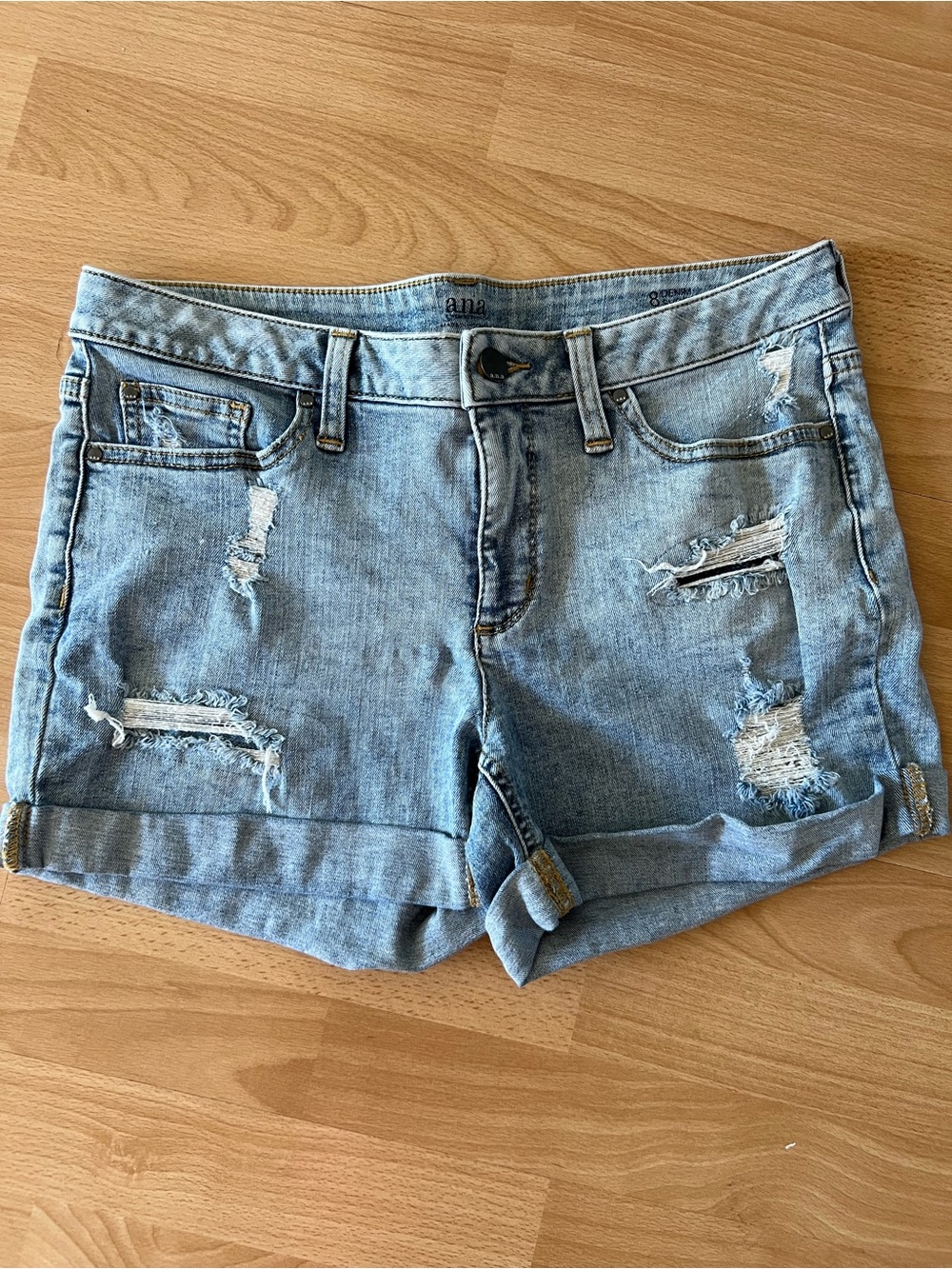 a.n.a Light Blue Distressed Denim Jean Shorts